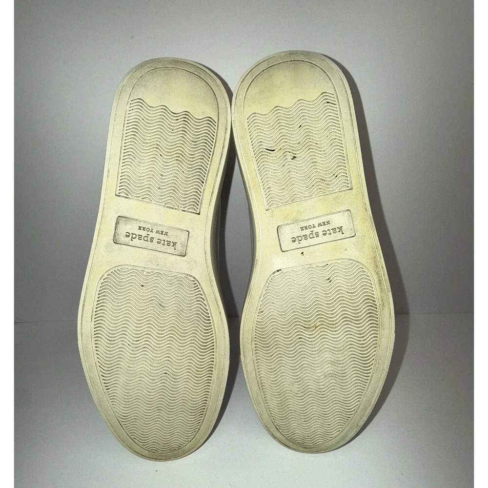 Kate Spade‎ Angelise White Gold Leather Silhouette Sneakers Tennis Shoes size 7B